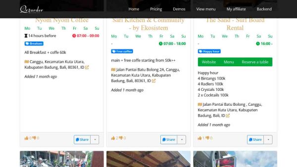 Restaurants promotions listing Restaurants promotions listing