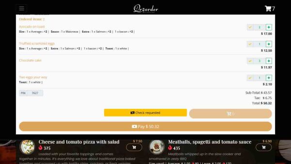 Demo restaurant website customer pay items in cart Demo restaurant website customer pay items in cart