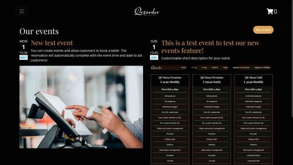 Demo restaurant website events