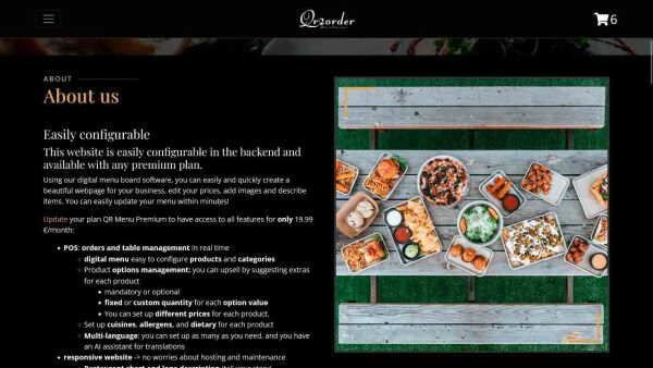 Demo restaurant website homepage about us