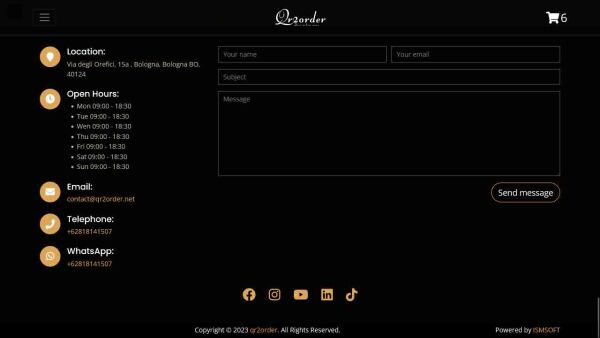 Demo restaurant website homepage contact form Demo restaurant website homepage contact form