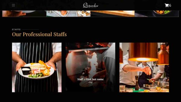 Demo restaurant website homepage staff
