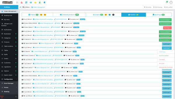 Interactive admin interface to manage the waitlist How the restaurant staff can mange the waitlist.