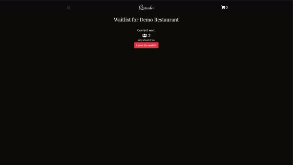 Customer can leave the waitlist The form for customer to leave the waitlist.