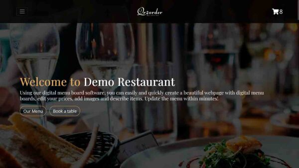 Demo Restaurant website homepage landing