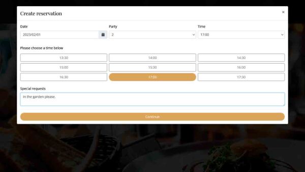 Demo restaurant website reservation step 1 Demo restaurant website reservation step 1