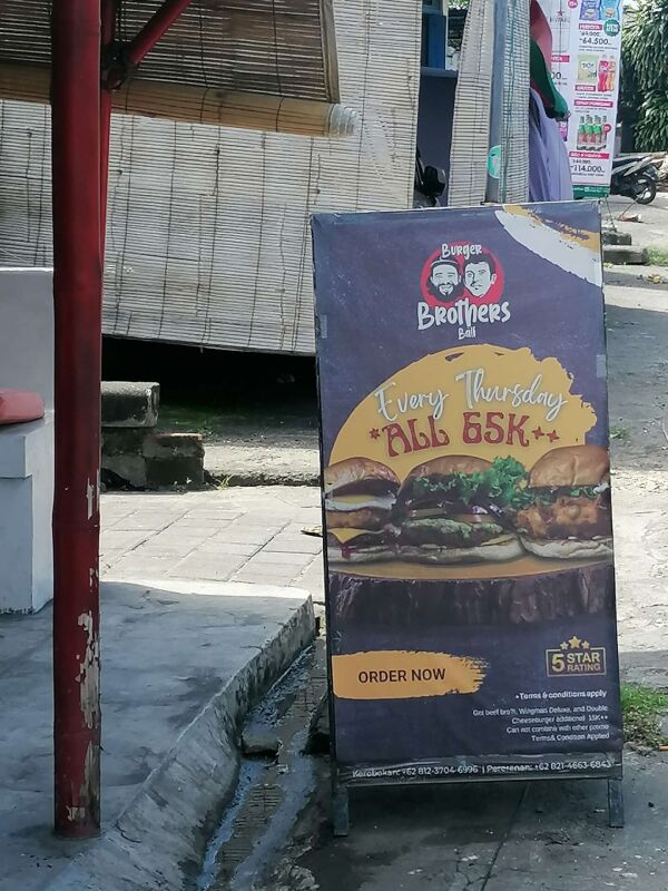 Burger Brothers Pererenan : All burgers 65k++