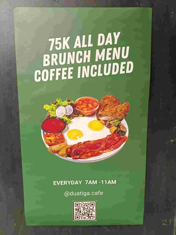 duatiga : 75k all day brunch menu coffee included