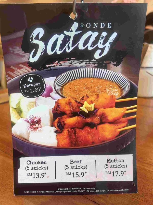 Onde Onde Desa Parkcity : Satay 5 sticks
Chicken RM 13.9+
Beef RM 15.9+
Mutton RM 17.9+