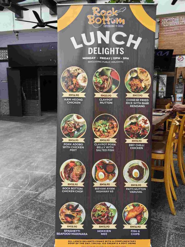 Rock Bottom Desa ParkCity : Lunch set starts at RM16.90
Comes with complementary soup of the day/salad , ice cream and soft drink.