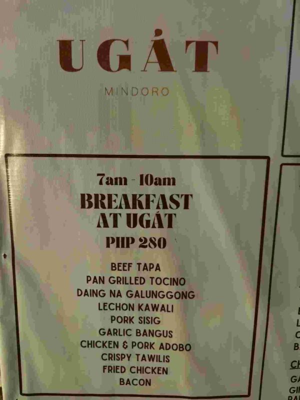 UGAT Mindoro : Breakfast deals