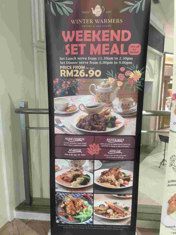 Winter Warmers Coffee & Tea House - Gurney Paragon : Weekend dinner set starting at RM26.90