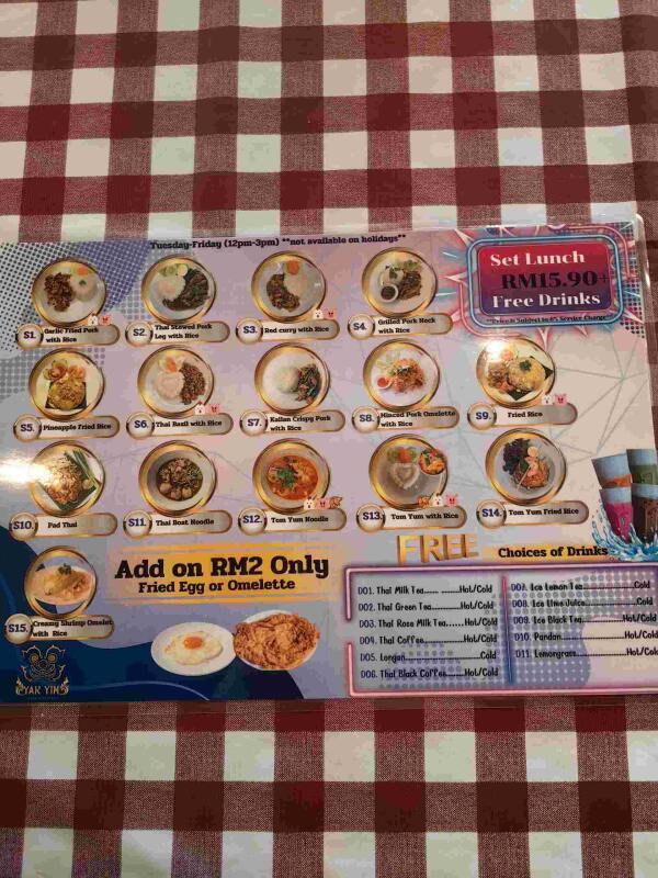 Yak Yim Thai Kitchen @ Taman Paramount : Set lunch at RM15.90
Including free selection of drinks 
Add-on omelette or fried egg for RM2
