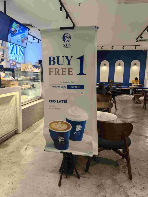 ZUS Coffee - Hartamas Shopping Centre : Buy 1 free one coffee
Voucher code BUY1FREE1 only for app orders.